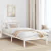 vidaXL Ágykeret Fejvéggel Fehér 75x190 cm Tömör fa Fenyő