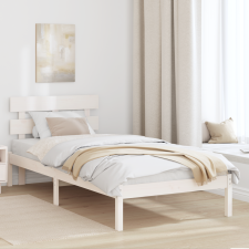 vidaXL Ágykeret Fejvéggel Fehér 75x190 cm Tömör fa Fenyő ágy és ágykellék