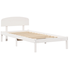 vidaXL Ágykeret Fejvéggel Fehér 75x190 cm Tömör fa Fenyő (872090) ágy és ágykellék