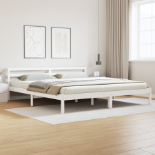 vidaXL Ágykeret Fejvéggyel Fehér 200x220 cm Szilárd Fa Fenyő ágy és ágykellék