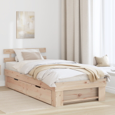 vidaXL Ágykeret fiókkal fejtámlával tárolóval Barna 90 x 190 cm Fenyőfa ágy és ágykellék