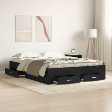 vidaXL Ágykeret fiókokkal fiókkal Musta tammi 140 x 190 cm Faanyag ágy és ágykellék