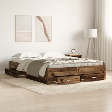 vidaXL ágykeret fiókokkal Öreg fa Mérnök fa 140 x 190 cm Ágykeret ágy és ágykellék