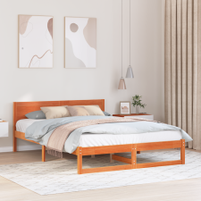 vidaXL Ágykeret Gyanta barna Fa 140 x 200 cm Egyszerű Ágykeret ágy és ágykellék