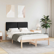 vidaXL Ágykeret Kárpitozott Fejtámlával Fekete 135 x 190 cm ágy és ágykellék