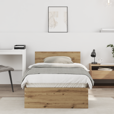 vidaXL Ágykeret Kézműves Tölgy 90x190 cm Műanyag Fa ágy és ágykellék