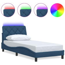vidaXL ágykeret LED-ekkel matrac nélkül 90x200 cm kék szövet (3310649) ágy és ágykellék