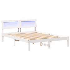 vidaXL Ágykeret LED -es lámpákkal fejtámlával Fehér 120 x 190 cm Fenyőfa (872831) ágy és ágykellék