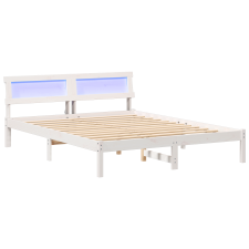 vidaXL Ágykeret LED -es lámpákkal fejtámlával Fehér 160 x 200 cm Fenyőfa (872813) ágy és ágykellék