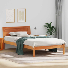 vidaXL Ágykeret LED -es lámpákkal Viaszbarna 90 x 200 cm Tömör fenyőfa ágy és ágykellék