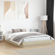 vidaXL Ágykeret LED-es - Sonoma Tölgy - 120x200 cm ágy és ágykellék