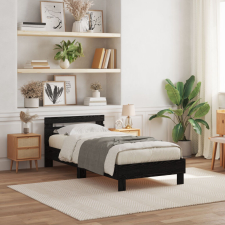 vidaXL Ágykeret LED világítással Fekete Tölgy 75x190 cm Mérnöki Fa ágy és ágykellék