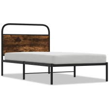 vidaXL ágykeret matrac nélkül 100x190 cm füstölt tölgy fűrészelt fa (4100203) ágy és ágykellék