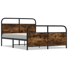 vidaXL ágykeret matrac nélkül 120x200 cm füstölt tölgy fűrészelt fa (4100225) ágy és ágykellék