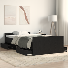 vidaXL Ágykeret matrac nélkül Fekete tölgy 100x200 cm Rétegelt fa ágy és ágykellék
