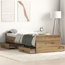 vidaXL Ágykeret Matrac Nélkül Szerelt Tölgy 75x190 cm Szerelt Fa ágy és ágykellék