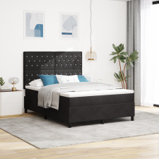 vidaXL Ágykeret Matrac Ráccsal Fekete 160x200 cm Bársonyos ágy és ágykellék
