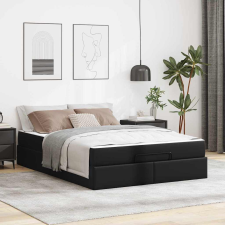 vidaXL Ágykeret matraccal Egyéb Fekete 140 x 200 cm Műbőr ágy és ágykellék