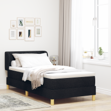 vidaXL Ágykeret Matraccal Fekete 90x200 cm Szövet ágy és ágykellék