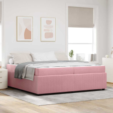 vidaXL Ágykeret matraccal matracmal Rózsaszín 200 x 200 cm Bársony ágy és ágykellék