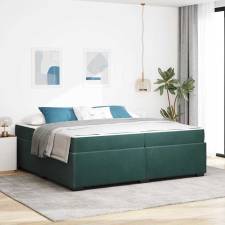 vidaXL Ágykeret matraccal matracmal Sötétzöld 200 x 200 cm Bársony ágy és ágykellék
