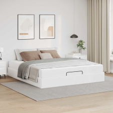 vidaXL Ágykeret matraccal matracmal Tiszta fehér 180 x 200 cm Műbőr ágy és ágykellék