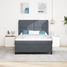 vidaXL Ágykeret Mattress-szel - Sötétszürke - 140x200 cm - Bársonyos ágy és ágykellék
