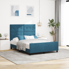 vidaXL Ágykeret Sötétkék 140x200 cm Bársony ágy és ágykellék