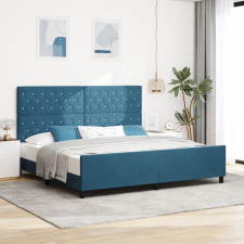 vidaXL Ágykeret Sötétkék 200x200 cm Bársony ágy és ágykellék