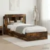 vidaXL Ágykeret tárolóval és fejtámlával Füstös Tölgy 75 x 190 cm