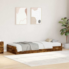 vidaXL Ágykeret tárolóval fejtámlával Füstölt tölgy 75 x 190 cm Faanyag ágy és ágykellék