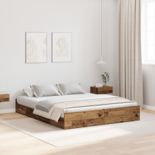 vidaXL Ágykeret tárolóval Régi fa 150 x 200 cm Műgyanta és forgácslap ágy és ágykellék