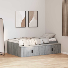 vidaXL Ágykeret tárolóval tárolóval Szürke sonoma 90 x 200 cm Faanyag ágy és ágykellék
