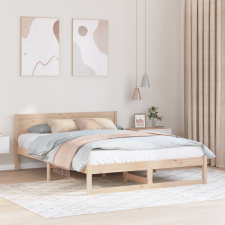 vidaXL Ágykeret Természetes Fenyőfa 150 x 200 cm Egyszerű Ágykeret ágy és ágykellék
