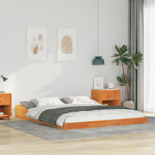 vidaXL Ágykeret Viaszbarna 140 x 220 cm Tömör fenyőfa ágy és ágykellék
