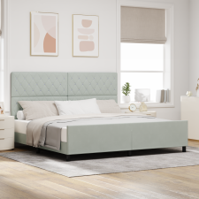 vidaXL Ágykeret Világosszürke 200x200 cm Bársony ágy és ágykellék