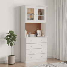 vidaXL ALTA fehér tömör fenyőfa tálalószekrény 77x35x165 cm bútor