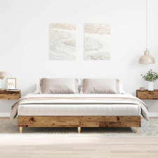vidaXL antik fa szerelt fa ágykeret matrac nélkül 200x200 cm ágy és ágykellék