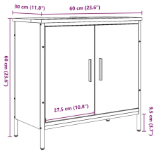 vidaXL antik fa színű mosdószekrény 60 x 30 x 60 cm fürdőszoba bútor