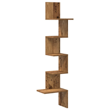 vidaXL antik fa színű szerelt fa fali sarokpolc 32x32x127,5 cm (860524) bútor