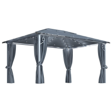 vidaXL antracit alumíniumpavilon függönnyel/fényfüzérrel 400 x 300 cm kerti bútor