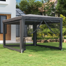vidaXL Antracit hdpe rendezvénysátor 4 hálós oldalfallal 3x4 m kerti bútor