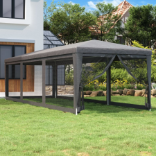 vidaXL Antracit hdpe rendezvénysátor 8 hálós oldalfallal 3x9 m kerti bútor