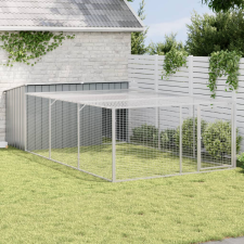 vidaXL antracit horganyzott acél kutyakennel kifutóval 197x396x110 cm szállítóbox, fekhely kutyáknak