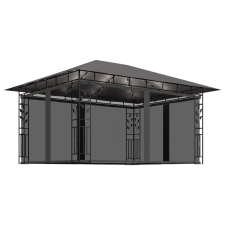 vidaXL antracit pavilon szúnyoghálóval/fényfüzérrel 4x3x2,73m 180g/m² szúnyogháló