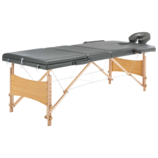 vidaXL antracitszürke 3 zónás favázas masszázsasztal 186 x 68 cm szépségápolási bútor