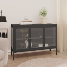 vidaXL antracitszürke acél és üveg tálalószekrény 105 x 35 x 70 cm bútor