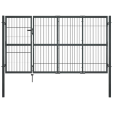 vidaXL antracitszürke acél kertkapu póznákkal 350 x 140 cm kerti dekoráció