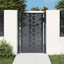 vidaXL antracitszürke acél négyszögmintás kertkapu 105 x 130 cm kerti bútor