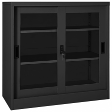 vidaXL antracitszürke acél tolóajtós szekrény 90 x 40 x 90 cm bútor